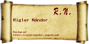 Rigler Nándor névjegykártya